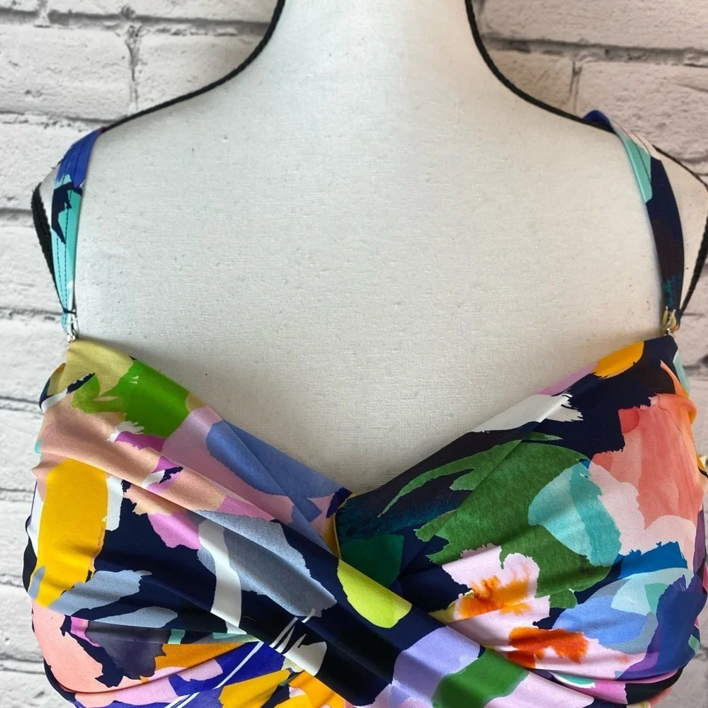 Profile By Gottex Holi Floral Abstract One Piece Bathing Suit Size 22W Bandeau